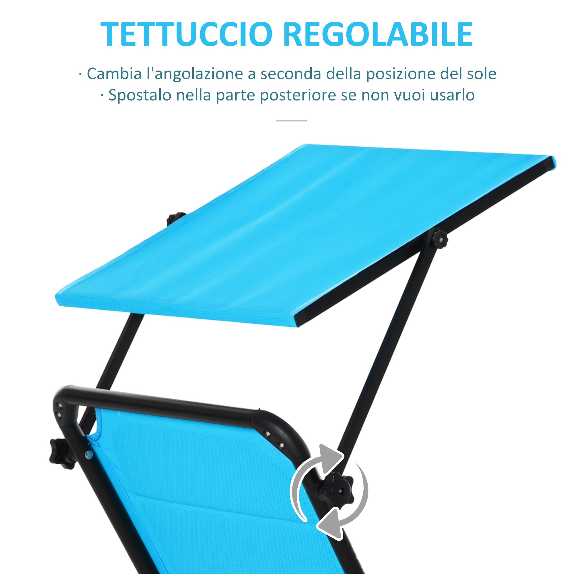 Lettino Prendisole Pieghevole da Giardino 66x164x84,5 cm in Alluminio e Textilene Blu