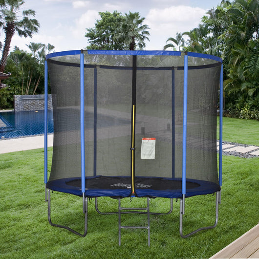 Trampolino Tappeto Elastico Ø244x240 cm con Rete e Bordo Imbottito Blu e Nero