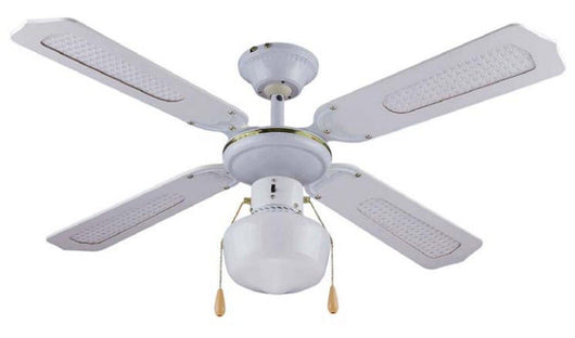 Ventilatore da Soffitto con 4 Pale e Lampada Ø105 cm 3 Velocità Bianco