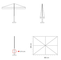 Ombrellone da Giardino 3x4m in Legno Telo in Acrilico Danieli Sydney Ecrù