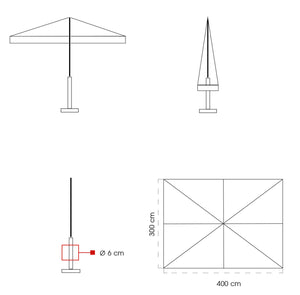 Ombrellone da Giardino 3x4m in Legno Telo in Acrilico Danieli Sydney Ecrù