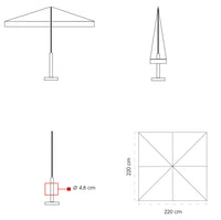 Ombrellone da Giardino 2,2x2,2m in Legno Telo in Acrilico Danieli Bangkok Ecrù