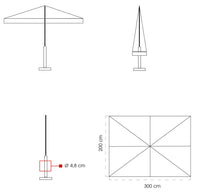 Ombrellone da Giardino 2x3m in Legno Telo in Acrilico con Balza Danieli Sydney Ecrù