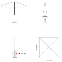 Ombrellone da Giardino 3,5x3,5m in Legno Telo in Acrilico con Balza Danieli Bangkok Ecrù