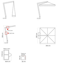 Ombrellone da Giardino Decentrato 3,5x3,5m in Legno Telo in Acrilico con Balza Danieli San Francisco Ecrù