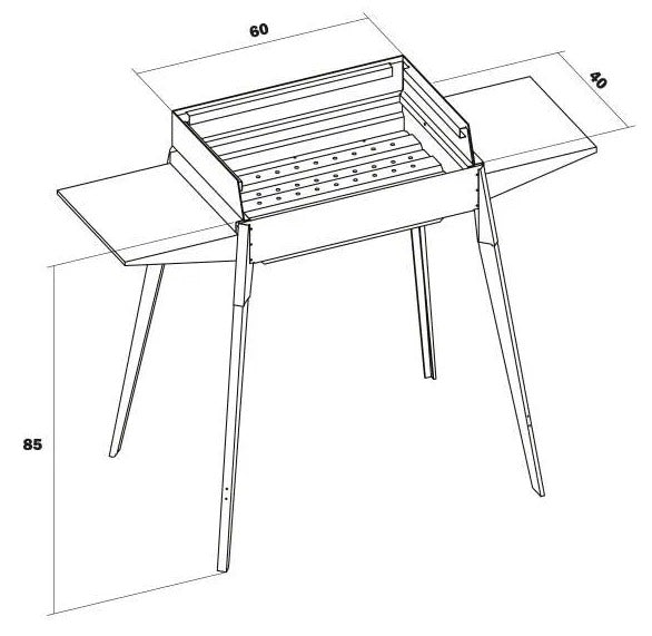 Barbecue a Carbone Carbonella 60x40 cm in Ferro Alluminato Lisa Luxury Etna F