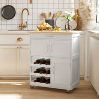 Carrello da Cucina 1 Cassetto 3 Ante 67x37x87 cm in Legno Bianco