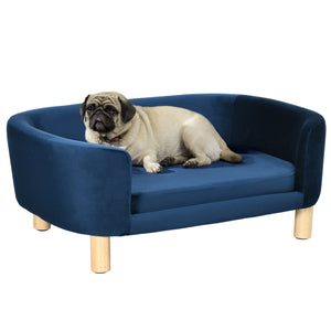 Divano per Cani e Gatti Imbottito 86x55x33 cm in Velluto Blu Navy