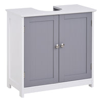 Mobile Sotto Lavabo Bagno 2 Ante 60x30x60 cm in MDF Bianco e Grigio