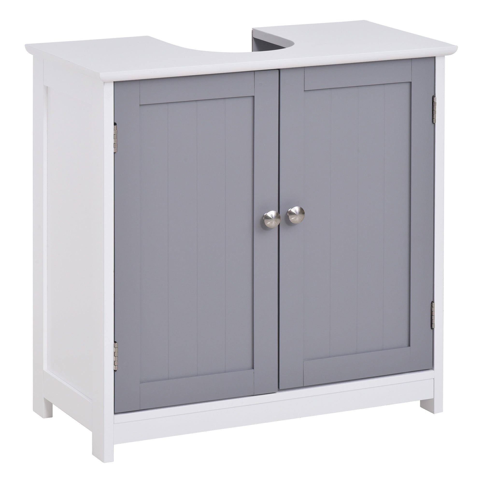 Mobile Sotto Lavabo Bagno 2 Ante 60x30x60 cm in MDF Bianco e Grigio