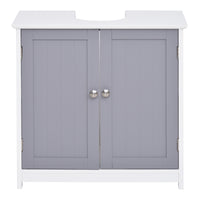 Mobile Sotto Lavabo Bagno 2 Ante 60x30x60 cm in MDF Bianco e Grigio