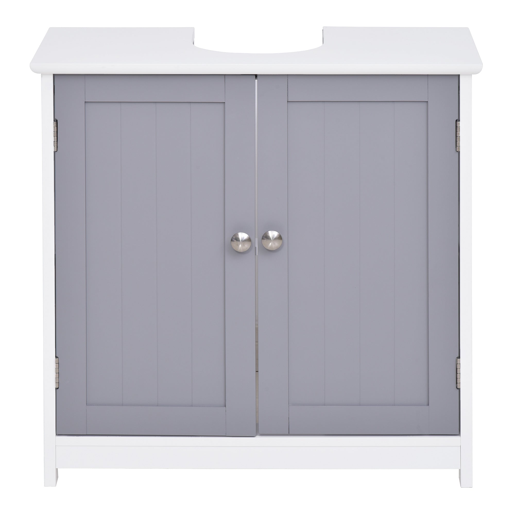 Mobile Sotto Lavabo Bagno 2 Ante 60x30x60 cm in MDF Bianco e Grigio