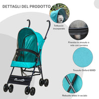 Passeggino per Cani Piccoli Pieghevole 65x42x94 cm in Acciaio e Tessuto Oxford Verde