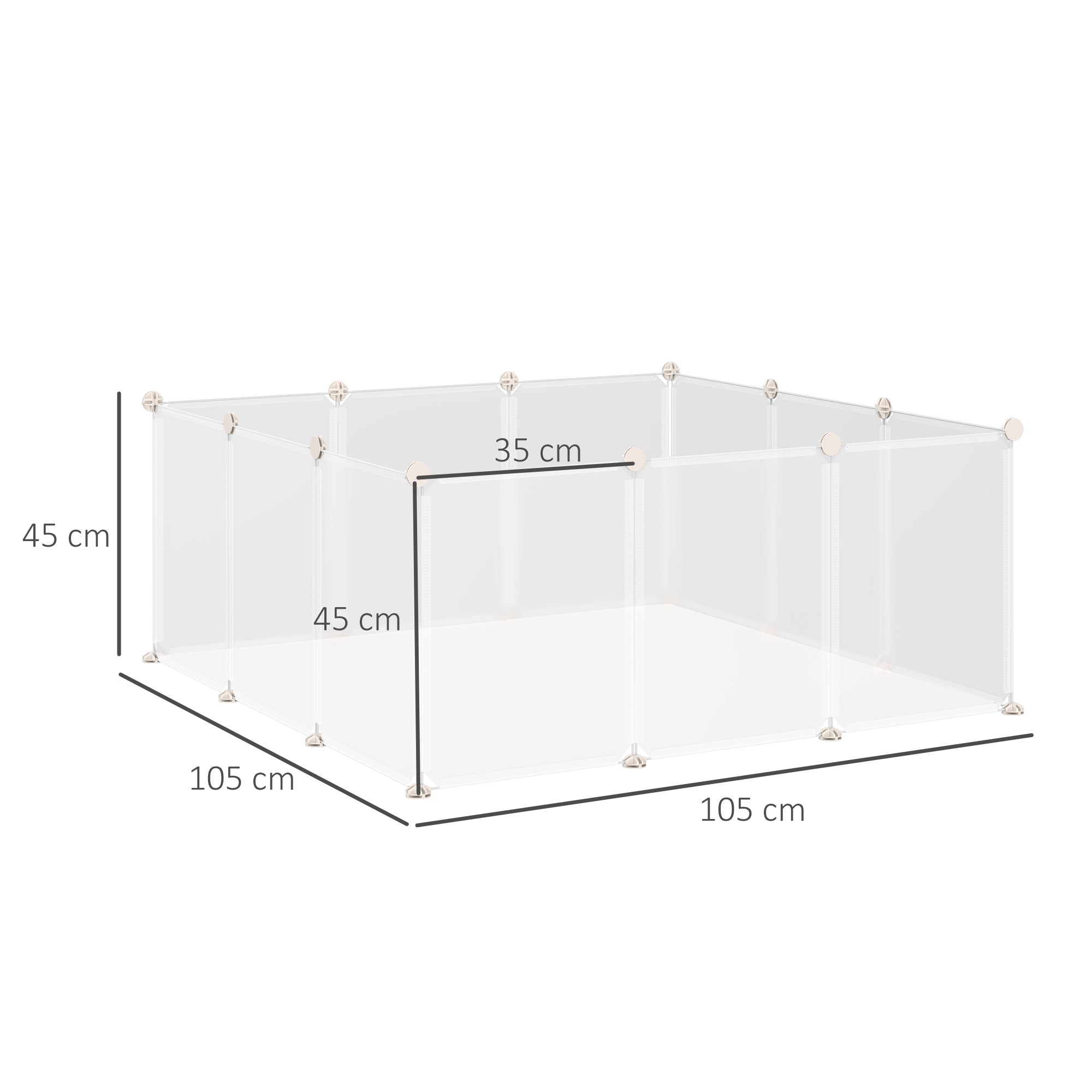 Gabbia per Conigli Roditori 105x105x45 cm in Metallo e Polipropilene Bianco