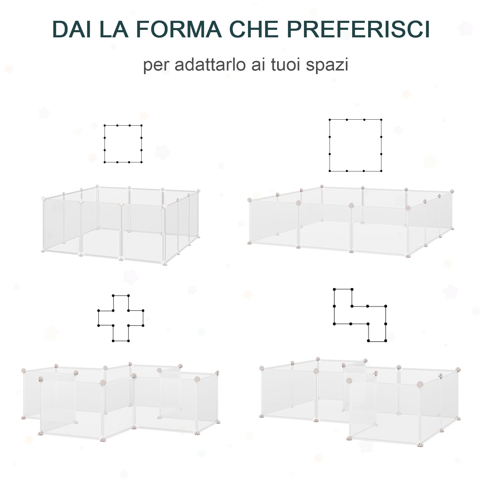 Gabbia per Conigli Roditori 105x105x45 cm in Metallo e Polipropilene Bianco