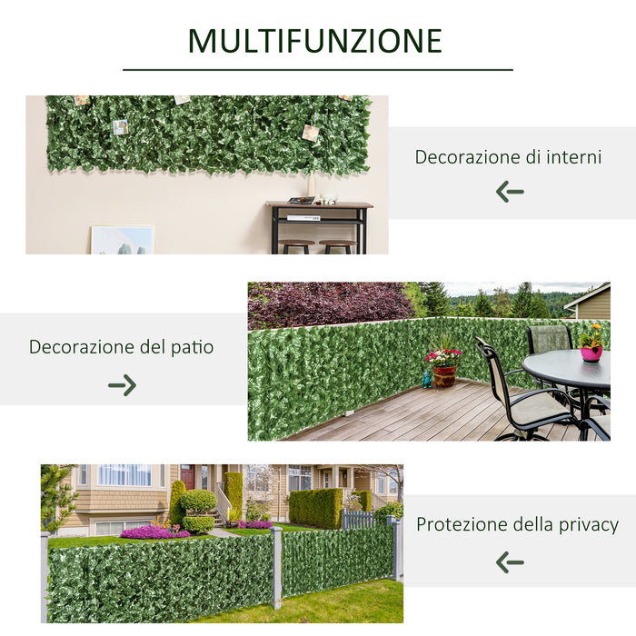 Arella Siepe Sintetica Artificiale 2,4x1m per Balcone e Giardino Foglie Verde Scuro