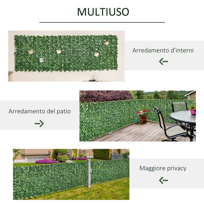 Arella Siepe Sintetica Artificiale 3x1m per Balcone e Giardino Foglie Verde Scuro