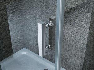 Box doccia in Cristallo 8 mm frameless due lati fisso piu' porta libro - Misura: 80 x 90 x 80 xh195cm