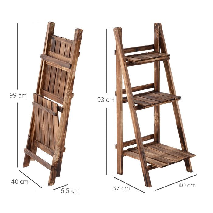 Scaffale Portapiante Pieghevole da Giardino 40x37x93 cm in Legno di Abete