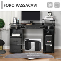 Scrivania da Ufficio 120x55x85 cm con Cassetti e Mensola in Truciolare Nero