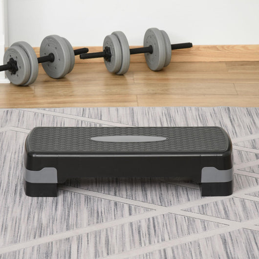 Step Fitness per Allenamento a Casa 68x29x10-15 cm in Polipropilene Nero