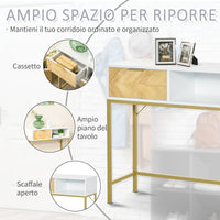 Consolle Ingresso 1 Cassetto 80x30x80,5 cm in Legno Bianco e Oro