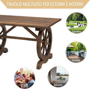 Tavolo da Giardino 113x60x65 cm in Legno di Abete Carbonizzato