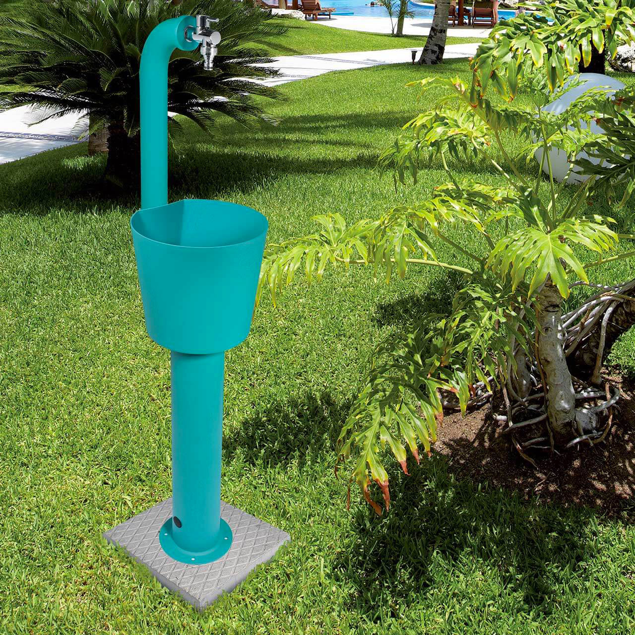 Fontana da Giardino con Rubinetto e Secchio Belfer 42/ARC Cactus Antracite