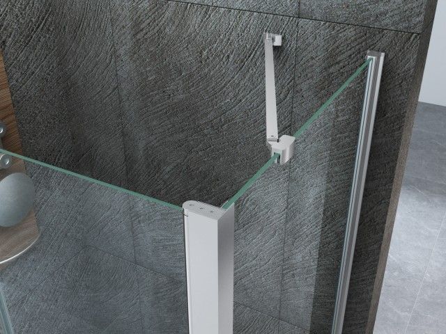 Box doccia in Cristallo 8 mm frameless due lati fisso piu' porta libro - Misura: 70 x 60 x 70 xh195cm