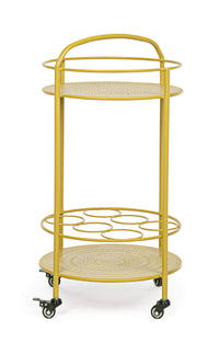 Carrello da Cucina 45x81 cm con Portabottiglie e Ruote in Acciaio Ocra