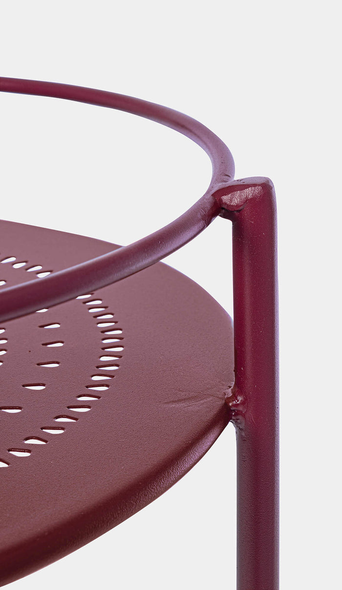 Carrello da Cucina 45x81 cm con Portabottiglie e Ruote in Acciaio Bordeaux