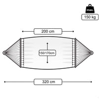 Amaca da Giardino 2x1,7m in Cotone Max 150 Kg Zinnia Bianca