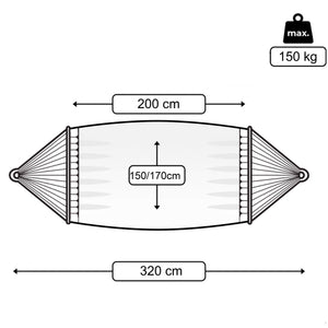 Amaca da Giardino 2x1,7m in Cotone Max 150 Kg Zinnia Bianca