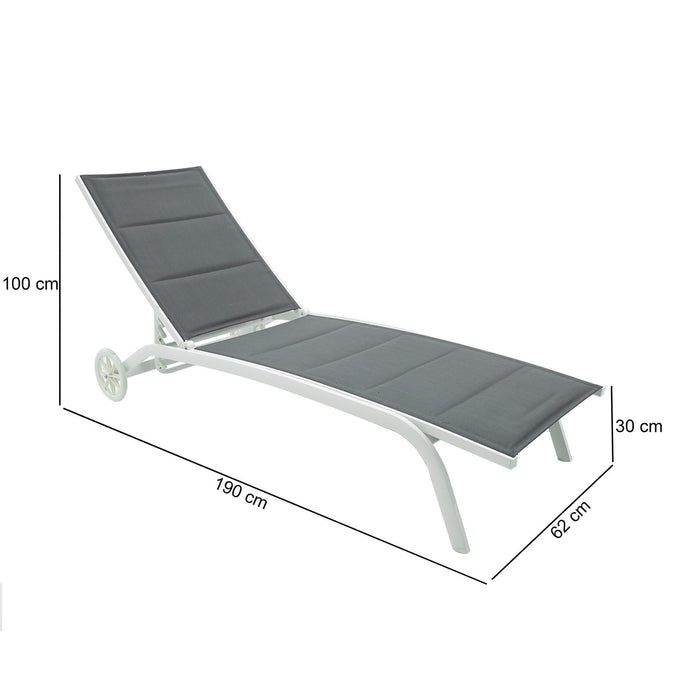 Lettino Prendisole da Giardino 190x30x62 cm in Alluminio e Textilene Milk Grigio