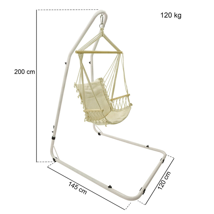 Amaca Sedia Sospesa con Supporto 200x145x120 cm Max 120 Kg Narciso Bianca