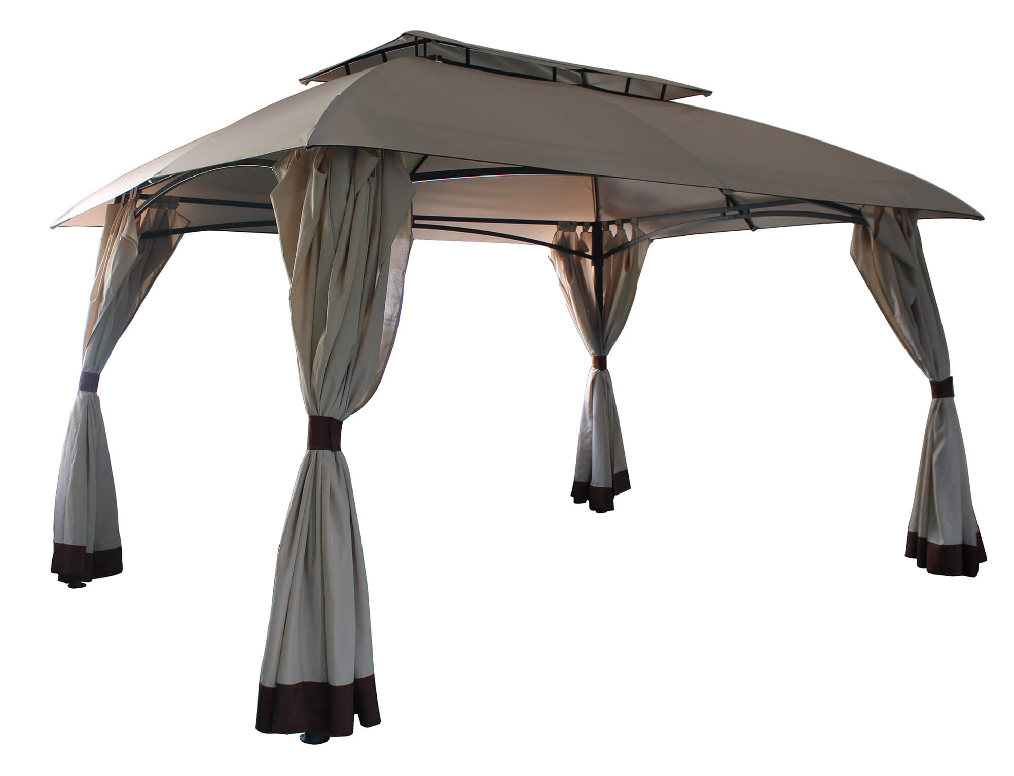 Gazebo da Giardino 4x3m in Acciaio e Poliestere Beige