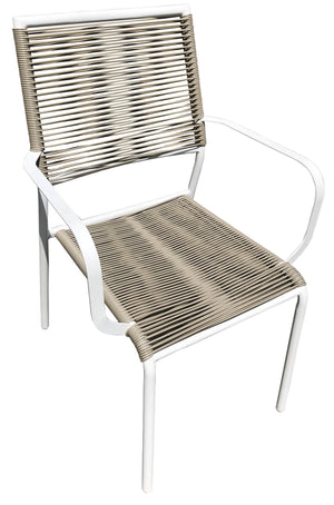 Sedia da Giardino 61x56x86 cm in Acciaio e Rattan Sintetico Bianco e Beige