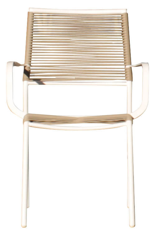 Sedia da Giardino 61x56x86 cm in Acciaio e Rattan Sintetico Bianco e Beige