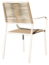 Sedia da Giardino 61x56x86 cm in Acciaio e Rattan Sintetico Bianco e Beige