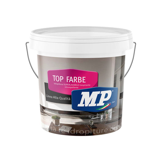 Top Farbe 1 Lt-Idropittura Acrilica Superlavabile Per Interni Alta Traspirabilita' Colore Bianco Base 'A'-Colorificio Mp