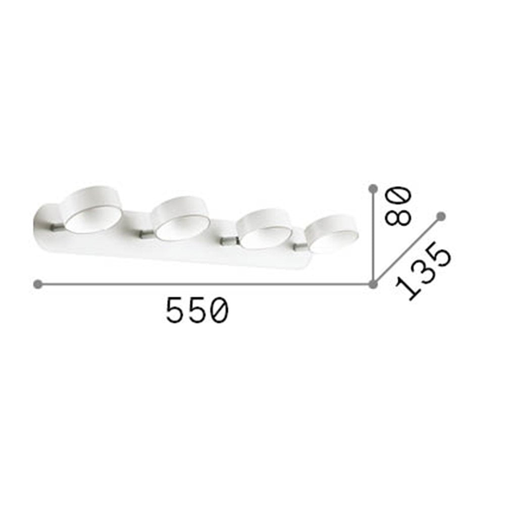 Plafoniera Moderna Oby Metallo Bianco 4 Luci 24W 3000K Luce Calda