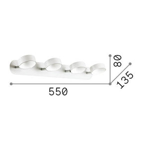 Plafoniera Moderna Oby Metallo Bianco 4 Luci 24W 3000K Luce Calda