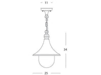 Lampada Grande a Sospensione da Esterno E27 in Alluminio Sovil Ruggine