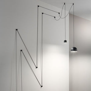 Sospensione Industrial-Minimal Tall Metallo Nero 1 Luce E27