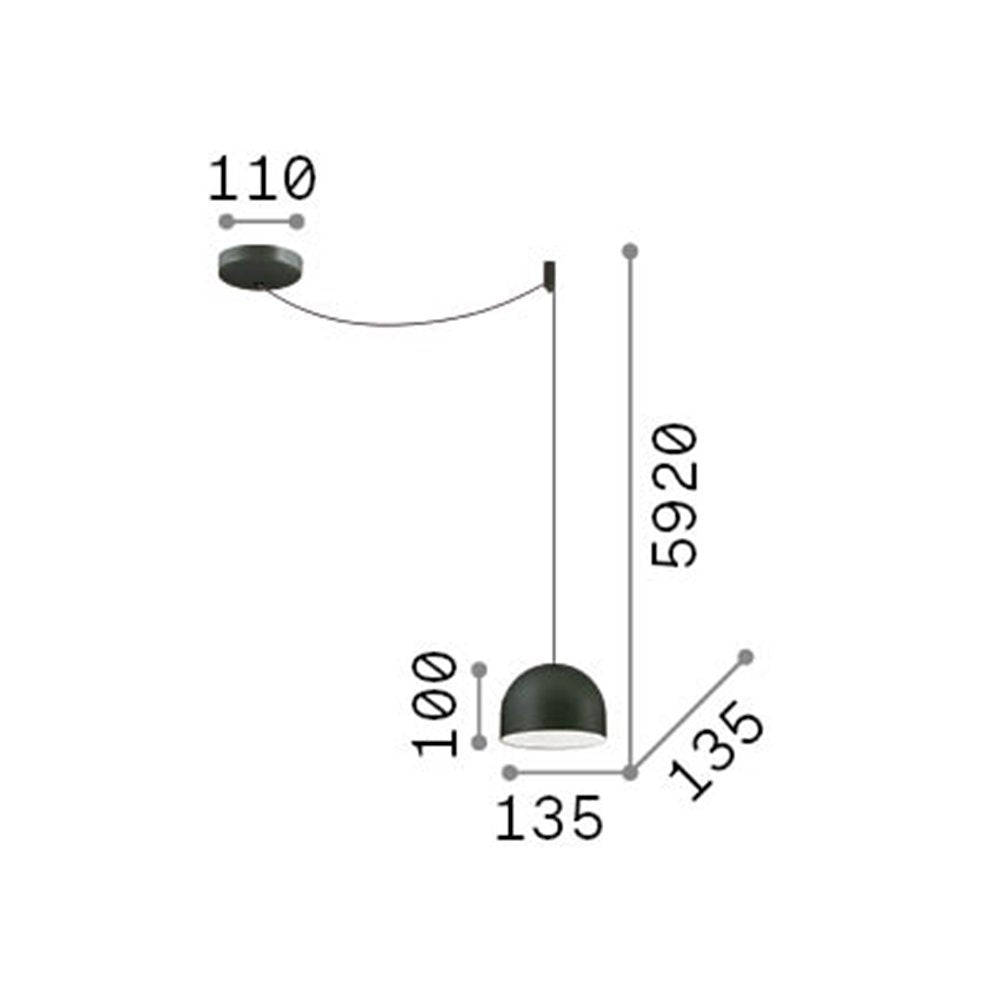 Sospensione Industrial-Minimal Tall Metallo Nero 1 Luce E27