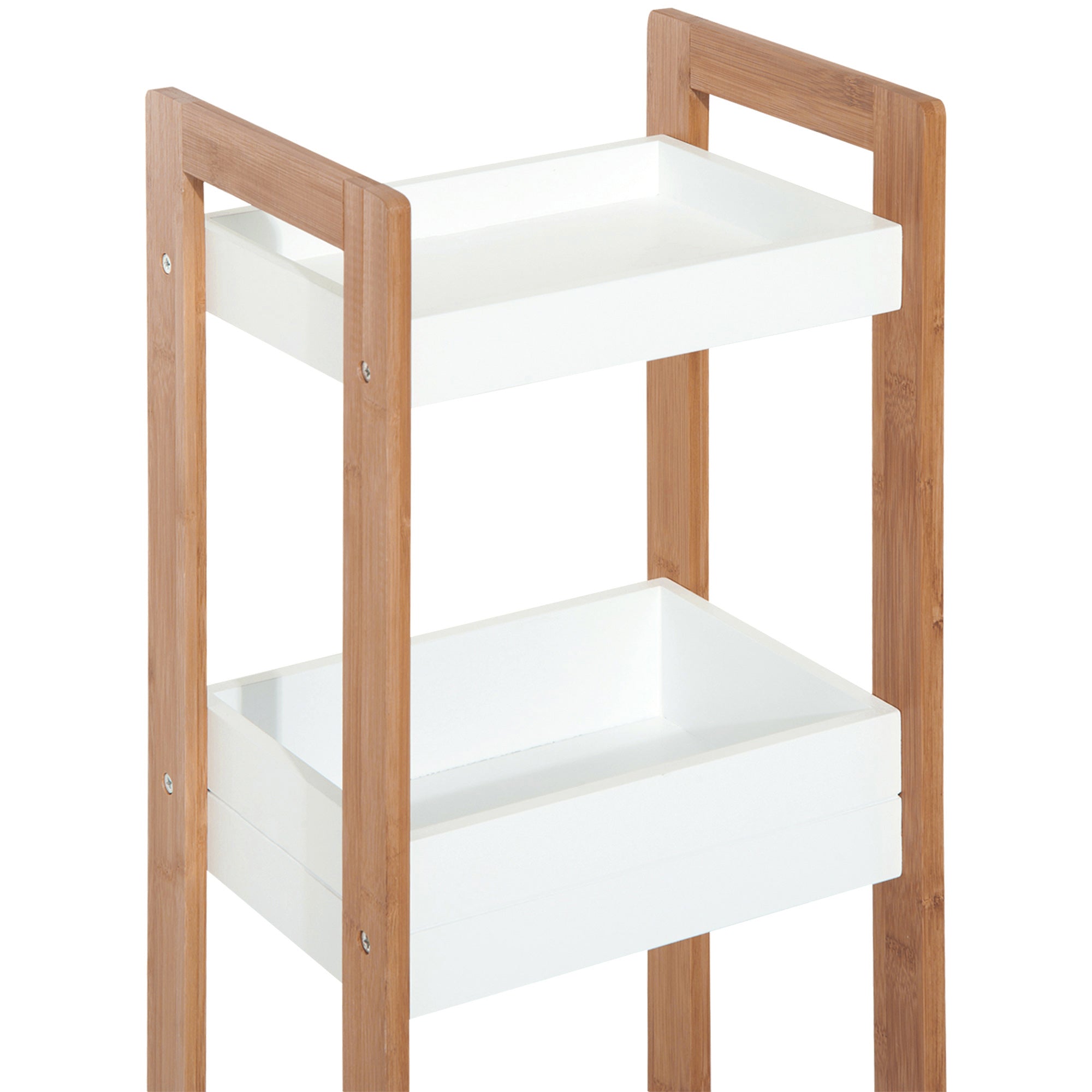 Mobiletto da Bagno 3 Ripiani 27,5x20,8x74 cm in MDF Bianco e Bambù