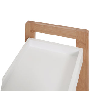 Mobiletto da Bagno 3 Ripiani 27,5x20,8x74 cm in MDF Bianco e Bambù