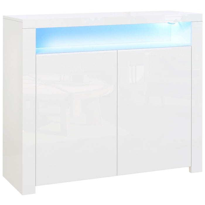 Mobile Salvaspazio Multiuso con LED 107x35x97 cm in Legno Bianco