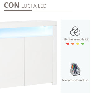 Mobile Salvaspazio Multiuso con LED 107x35x97 cm in Legno Bianco