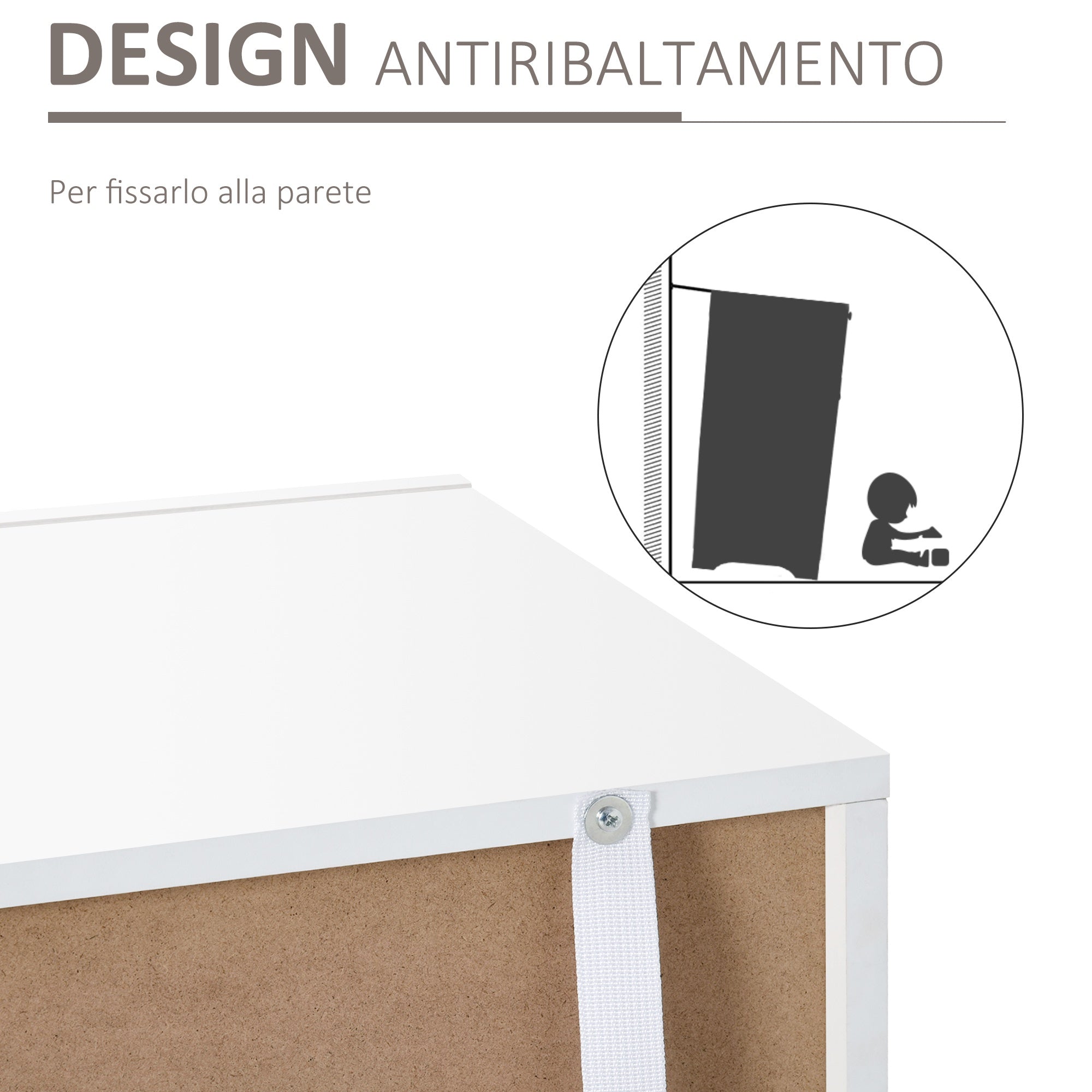 Mobile Salvaspazio Multiuso con LED 107x35x97 cm in Legno Bianco